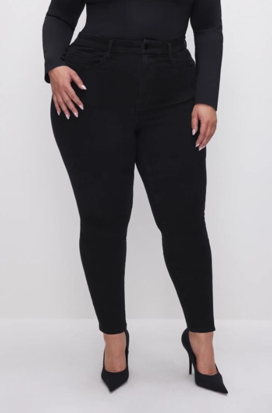 GOOD AMERICAN Always Fits Good Skinny Jeans 28-32 PETITE Black Mid Rise NWT